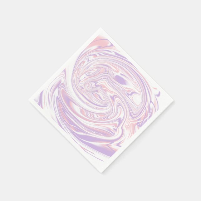 Pink And Lilac Modern Liquefied Marbling Lines Napkins (Corner)