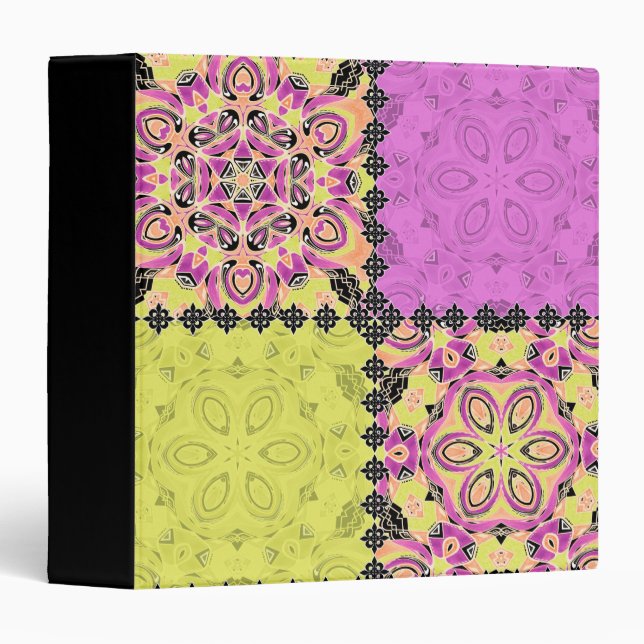 Pink and lime 3 ring binder (Front/Spine)
