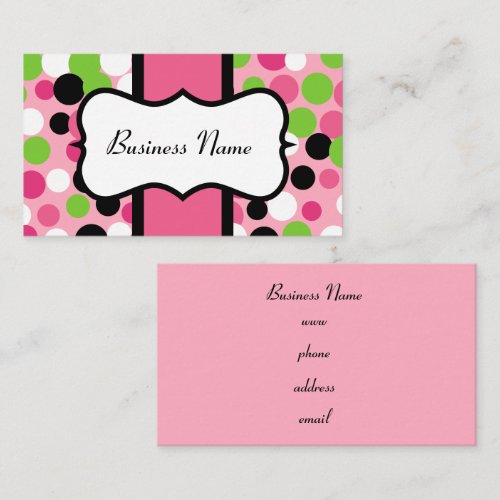 Pink and Lime Bouncing Dots Business Cards