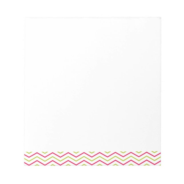 Pink and Lime Chevron Notepad (Front)