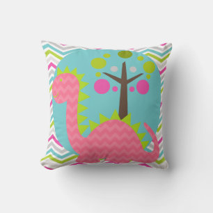 Pink and Lime Dragon Throw Pillow