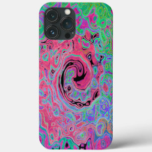 Pink and Lime Green Groovy Abstract Retro Swirl iPhone 13 Pro Max Case