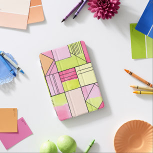 Pink and Lime-Green Patchwork Abstract iPad Mini Cover