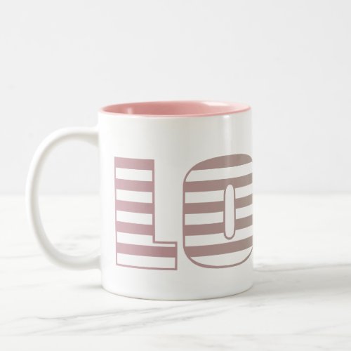 Pink and Lime Love Stripes Two_Tone Coffee Mug