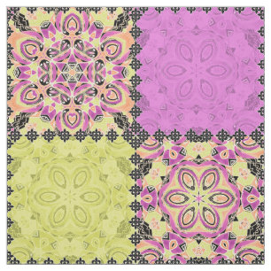 Pink and lime , patchwork fabric