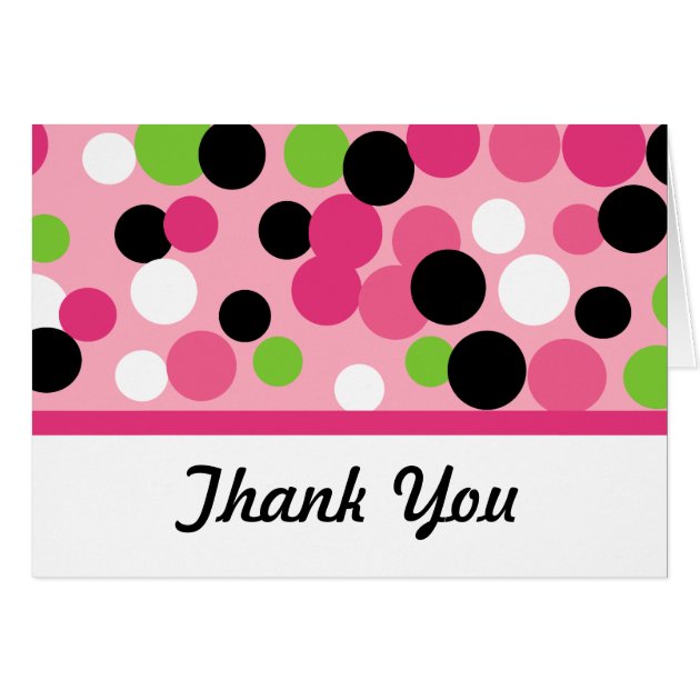 Pink And Lime Polka Dot Thank You Card