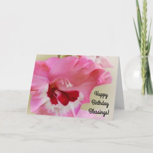 Pink and Magenta Flower Faith Birthday Card
