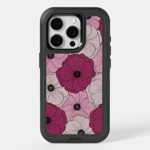 Pink and magenta flowers iPhone 15 pro case