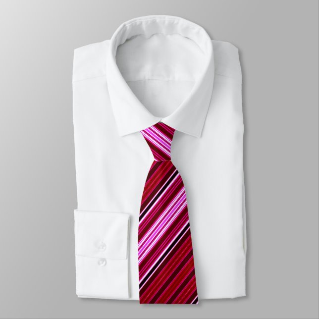 Pink and Maroon Stripes Neck Tie (Tied)