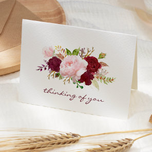 Pink and Marsala Floral Bouquet Sympathy Card