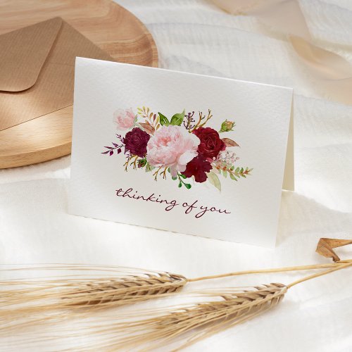 Pink and Marsala Floral Bouquet Sympathy Card