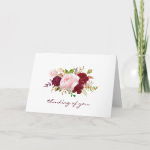 Pink and Marsala Floral Bouquet Sympathy Card