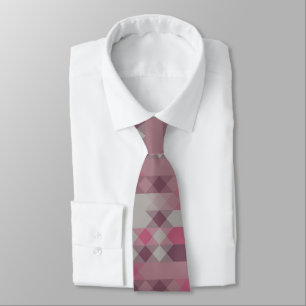pink and mauve geometric neck tie