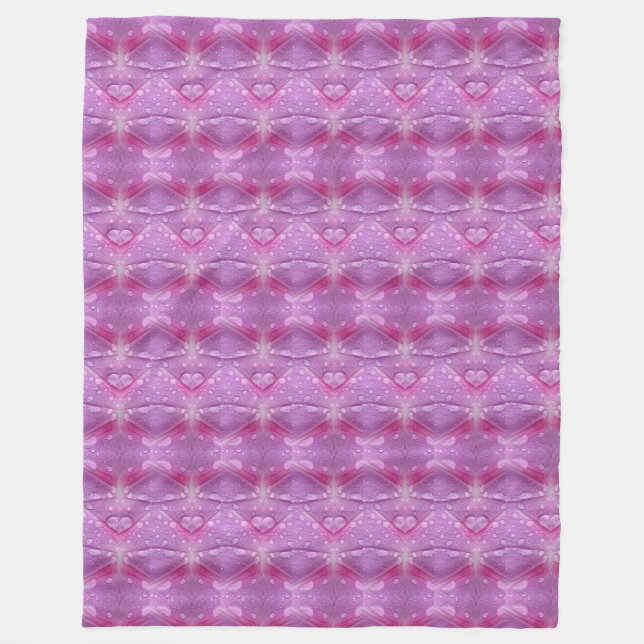  Pink And Mauve Hearts Fleece Blanket (Front)
