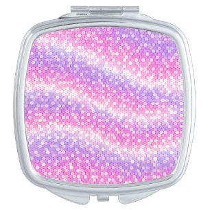 Pink And Mauve Sequins Bling Compact Mirror