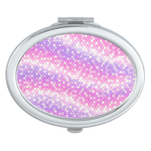 Pink And Mauve Sequins Bling Compact Mirror