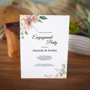 Pink and Mauve Vintage Floral Engagement Party Invitation