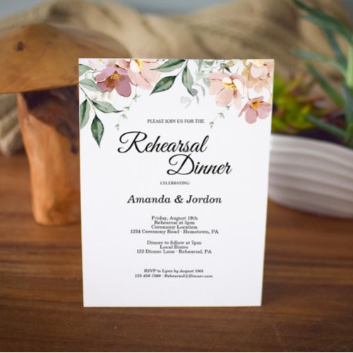 Pink and Mauve Vintage Floral Rehearsal Dinner Invitation