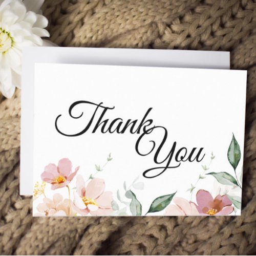 Pink and Mauve Vintage Floral Thank You Card