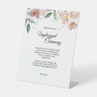 Pink and Mauve Vintage Floral Unplugged Ceremony Pedestal Sign