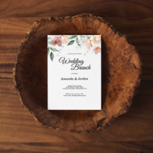 Pink and Mauve Vintage Floral Wedding Brunch Invitation