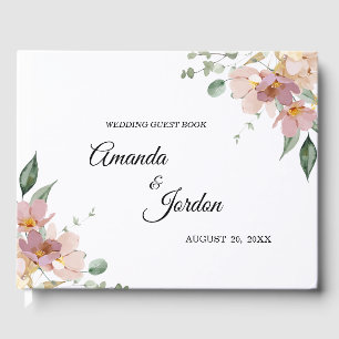 Pink and Mauve Vintage Floral Wedding Guest Book