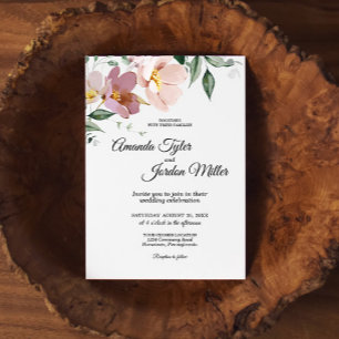 Pink and Mauve Vintage Floral Wedding Invitation