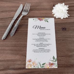 Pink and Mauve Vintage Floral Wedding Menu Card