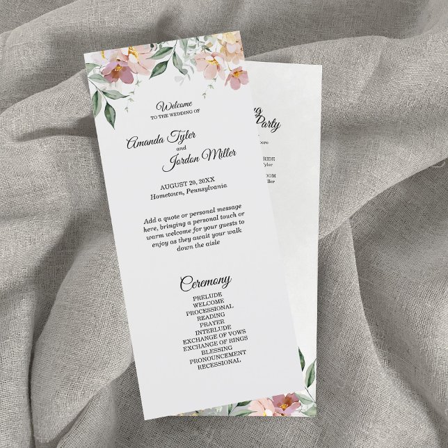 Pink and Mauve Vintage Floral Wedding Program (Creator Uploaded)