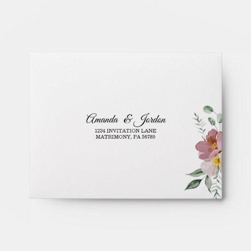 Pink and Mauve Vintage Floral Wedding RSVP Envelope
