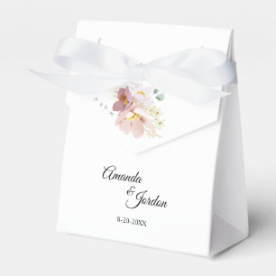Pink and Mauve Vintage Floral Wedding Tent Favor Boxes