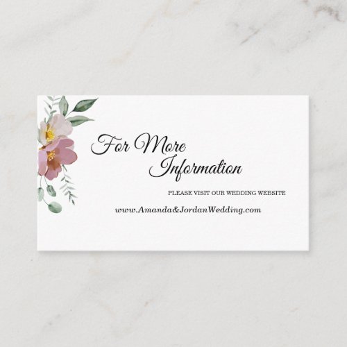 Pink and Mauve Vintage Floral Wedding Website Enclosure Card