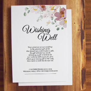 Pink and Mauve Vintage Floral Wedding Wishing Well Enclosure Card