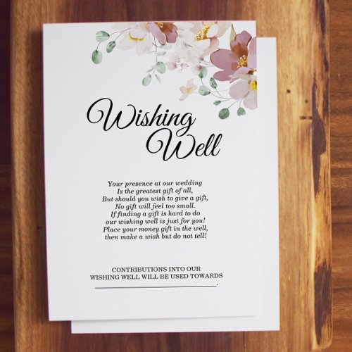 Pink and Mauve Vintage Floral Wedding Wishing Well Enclosure Card