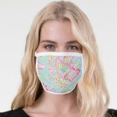 Pink and Mint Boho Paisley Pattern Face Mask (Worn Her)