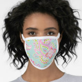 Pink and Mint Boho Paisley Pattern Face Mask (Worn Her)