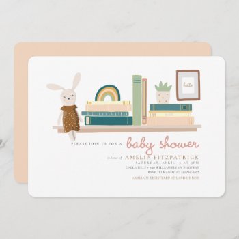 Pink And Mint Books For Baby Shower Invitation by blush_printables at Zazzle