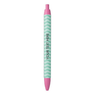 Pink and mint chevron pattern custom printed pens