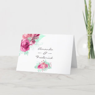 Pink and Mint Floral Wedding Program