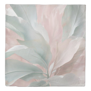 Pink and Mint Girls Botanical Print Duvet Cover