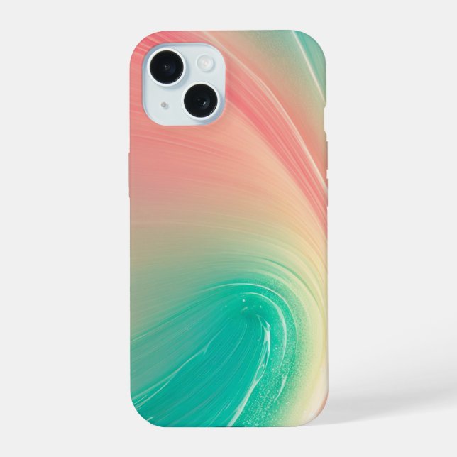 Pink and Mint Green Abstract Pattern Phone Case (Back)
