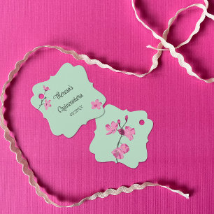 Pink and Mint Green Cherry Blossom Quinceanera Favor Tags