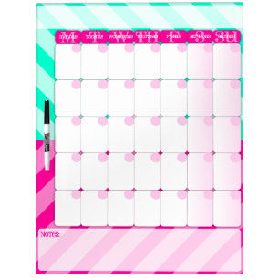 Pink and Mint Green - Dry Erase Calendar Board