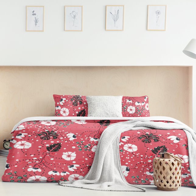 Pink and Mint Green Floral Pattern Duvet Cover (Creator Uploaded)