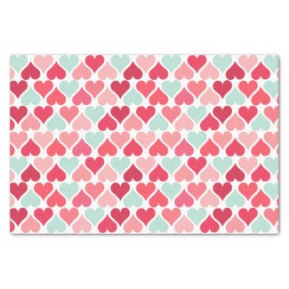 Pink and Mint Green Hearts Pattern Tissue Paper