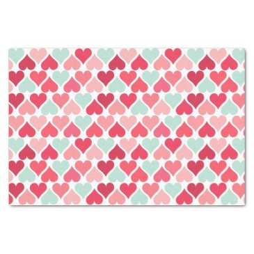 Pink and Mint Green Hearts Pattern Tissue Paper