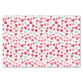 Pink and Mint Green Hearts Pattern Tissue Paper
