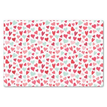 Pink and Mint Green Hearts Pattern Tissue Paper