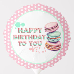 Pink and Mint Green Macaron Themed Birthday Party Balloon