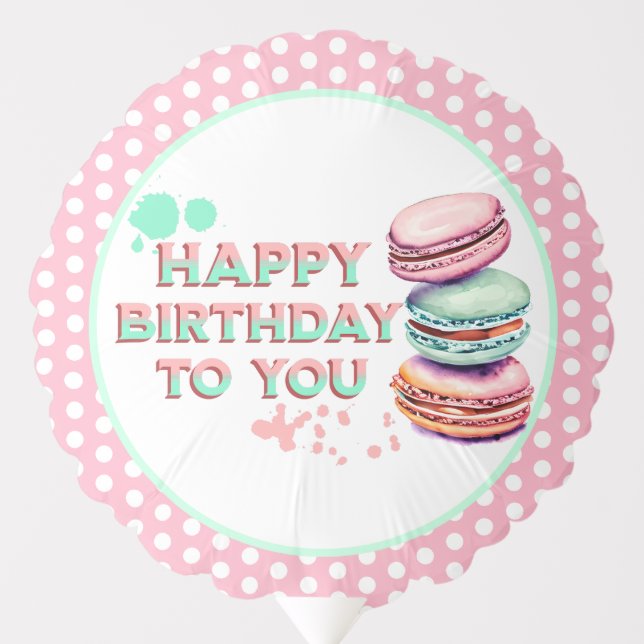 Pink and Mint Green Macaron Themed Birthday Party Balloon (Front)